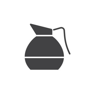 Kahve sürahi simge vektör, sağlam düz işareti, beyaz, logo illüstrasyon izole piktogram