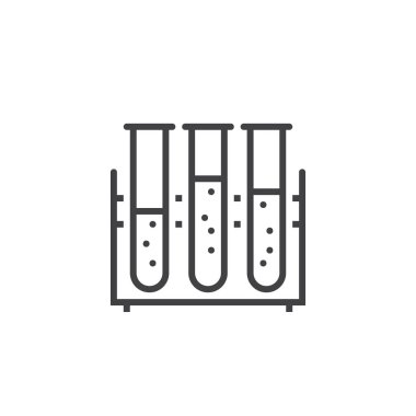 test tüpleri satırı simgesi, anahat vektör logosu, doğrusal piktogram beyaz, piksel mükemmel illüstrasyon izole