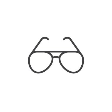 Güneş gözlüğü satır simgesi, Güneş gözlük Anahat vektör işareti, doğrusal piktogram beyaz izole. Logo illüstrasyon