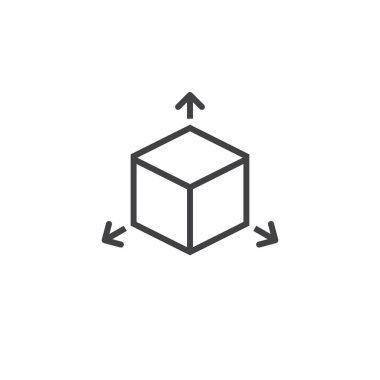 küp satırı simgesi, Anahat vektör logo illüstrasyon, doğrusal piktogram beyaz izole