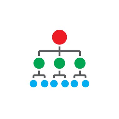 Kuruluş şeması simge vektör, hiyerarşi katı logo, beyaz, piksel mükemmel renk illustratio izole piktogram
