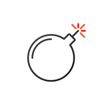 Bomba satırı simgesi, Anahat vektör logo illüstrasyon, doğrusal piktogram beyaz izole