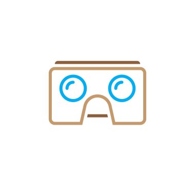 Sanal gerçeklik karton bardak satırı simgesi, vr kulaklık aygıtı Anahat vektör logo illüstrasyon, doğrusal piktogram beyaz izole