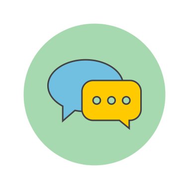 İleti kabarcıklar ince satırı simgesi, sohbet dolu Anahat vektör logo illüstrasyon, doğrusal renkli piktogram izole konuşma beyaz