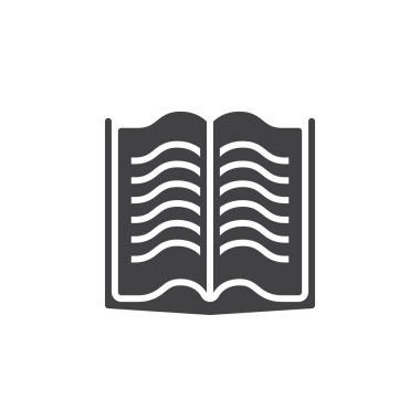 kitap simge vektör, katı logo, beyaz, piksel mükemmel illüstrasyon izole piktogram