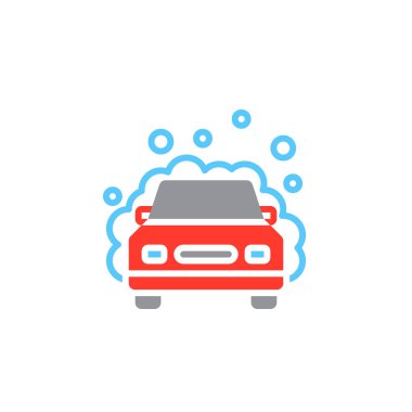 Oto yıkama simge vektör, dolu düz işareti, beyaz, logo illüstrasyon izole katı renkli sembol