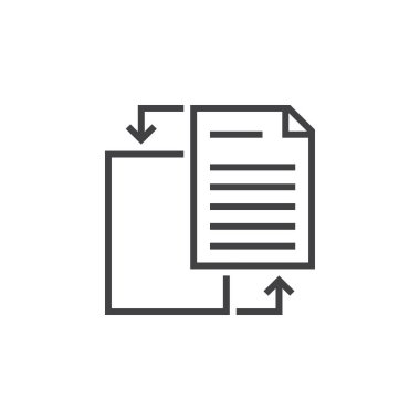 Belge satırı simgesi, anahat vektör logo illüstrasyon, doğrusal piktogram beyaz izole paylaşımı