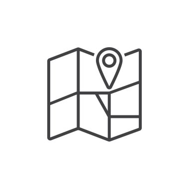 Konuma satırı simgesi, harita anahat vektör logo illüstrasyon, doğrusal piktogram beyaz izole