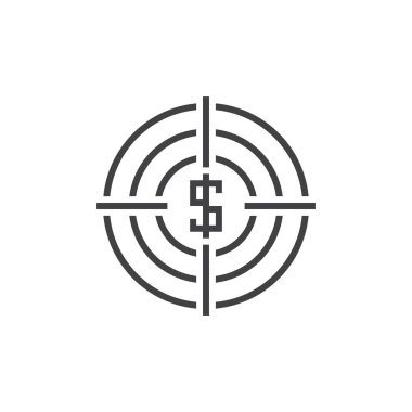 Hedef para satırı simgesi, amaç Anahat vektör logosu, doğrusal piktogram beyaz, piksel mükemmel illüstrasyon izole