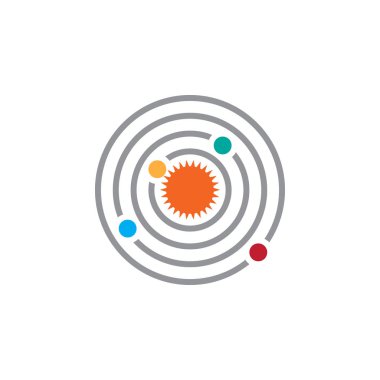 Güneş sistemi simge vektör, katı logo, beyaz, piksel mükemmel illüstrasyon izole piktogram