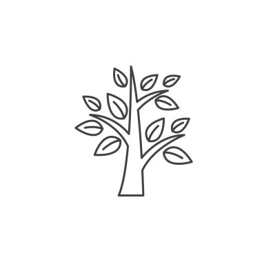 Ağaçların simgesi, Anahat vektör logo illüstrasyon, doğrusal piktogram beyaz izole