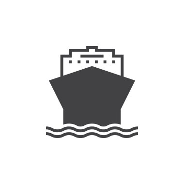 Cruise Gemi simge vektör, katı logo illüstrasyon, üzerinde beyaz izole piktogram