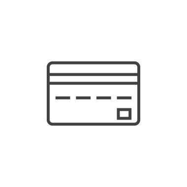 kredi kartı satırı simgesi, Anahat vektör logosu, doğrusal piktogram beyaz, piksel mükemmel illustratio izole