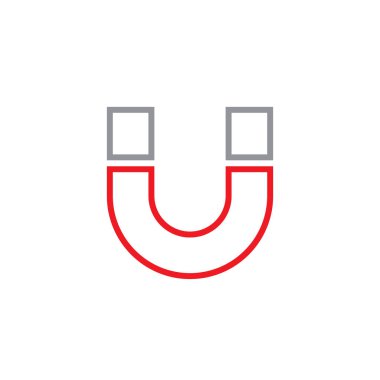 Mıknatıs satırı simgesi, Anahat vektör logo illüstrasyon, doğrusal piktogram beyaz izole