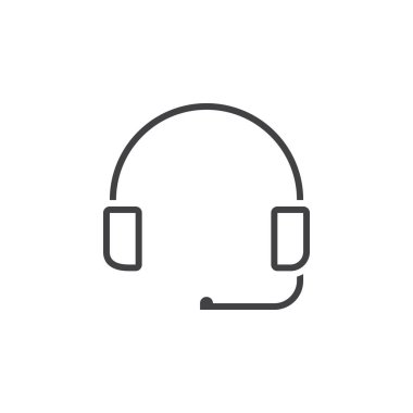 kulaklık satırı simgesi, destek anahat vektör logosu, doğrusal piktogram beyaz, piksel mükemmel illustratio izole