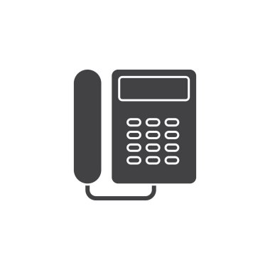Telefon simge vektör, katı logo illüstrasyon, üzerinde beyaz izole piktogram