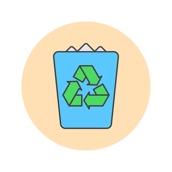 Bin Dunne Lijn Prullenbakpictogram Vuilnis Gevuld Overzicht Logo Vectorillustratie Recycle — Stockvector