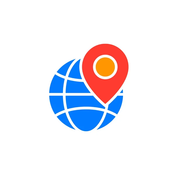 Local Seo Symbol Globe Location Marker Icon Vector Filled Flat — Stock Vector