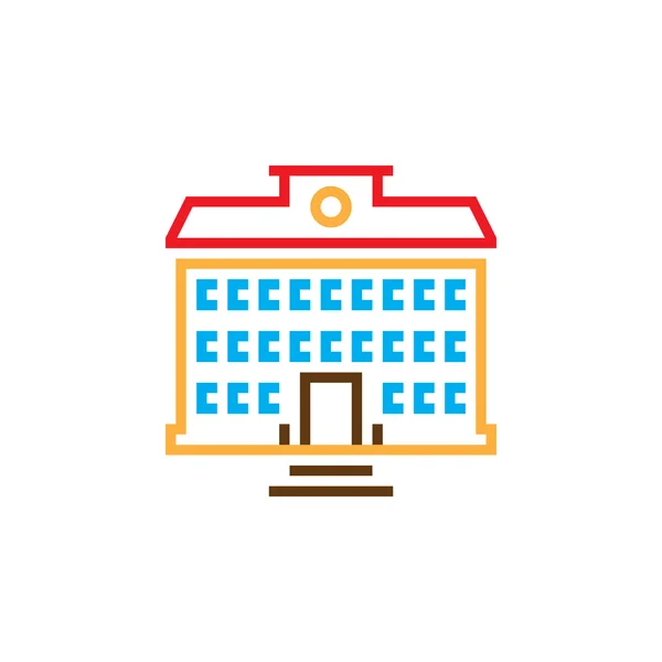 Σχολικό Κτίριο Γραμμή Εικόνα Λογότυπο Φορέα Διάρθρωσης Γραμμική Εικονόγραμμα Που — Διανυσματικό Αρχείο