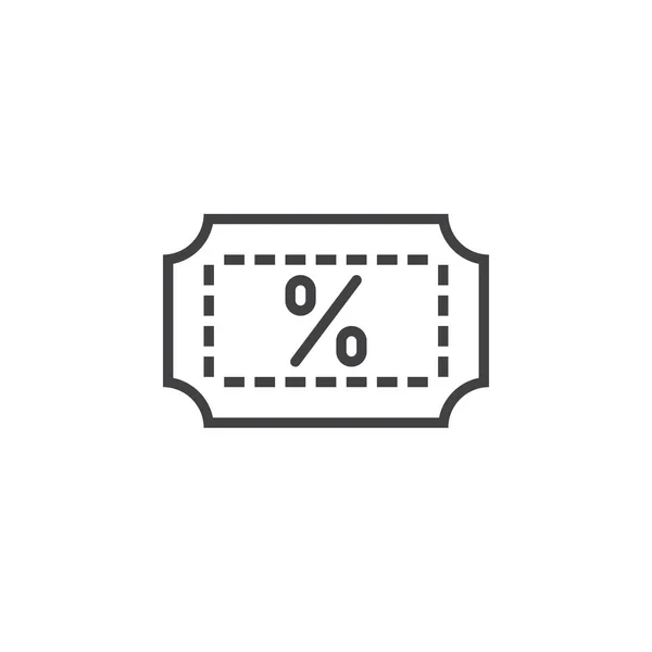 Rabatt Kupong Ikon Skissera Vector Tecken Linjär Piktogram Isolerade Vitt — Stock vektor