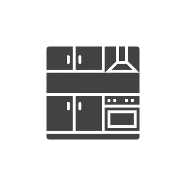 キッチン セットのアイコン ベクトル 固体フラット サイン ピクトグラムの白 ロゴの図で隔離 — ストックベクタ
