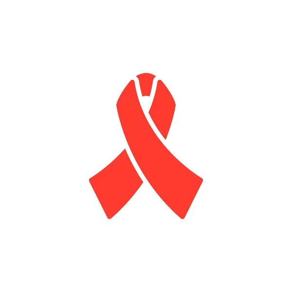 エイズのリボン アイコンのベクトル いっぱいフラット記号 ホワイト ロゴの図に分離された固体のカラフルな絵文字 — ストックベクタ
