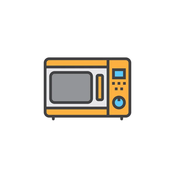 Icono Línea Del Horno Microondas Signo Vector Contorno Lleno Pictograma — Archivo Imágenes Vectoriales