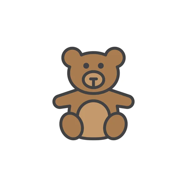 Zacht Speelgoed Teddybeer Lijn Pictogram Gevuld Overzicht Vector Teken Lineaire — Stockvector