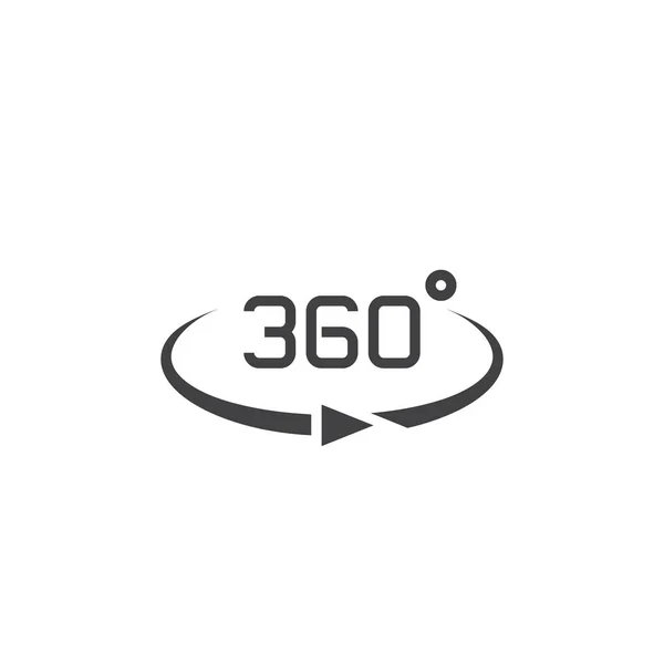 360 Derece Görünümü Işareti Vektör Simge Katı Logo Illüstrasyon Üzerinde — Stok Vektör