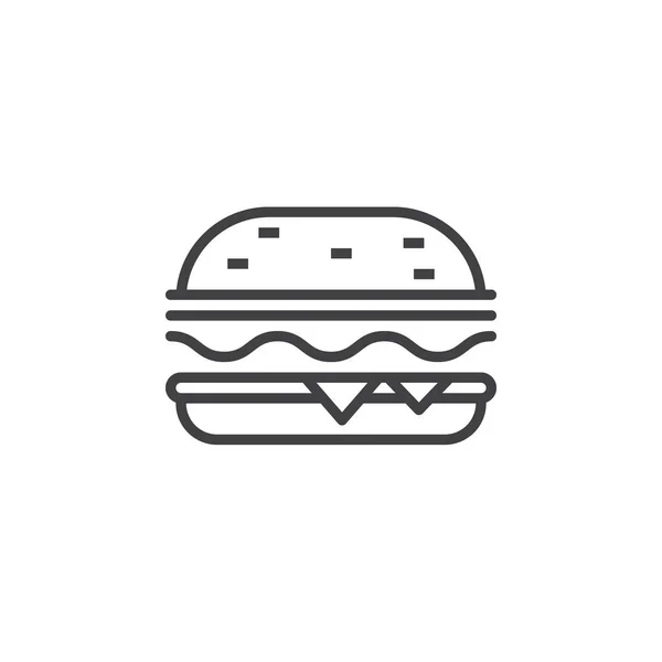 Fast Food Sembolü Hamburger Satırı Simgesi Burger Anahat Vektör Logo — Stok Vektör
