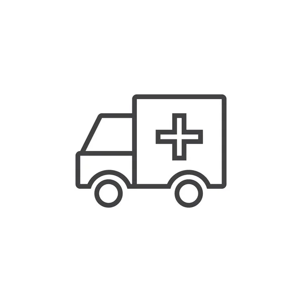 Ambulans Araba Satırı Simgesi Anahat Vektör Logo Illüstrasyon Doğrusal Piktogram — Stok Vektör
