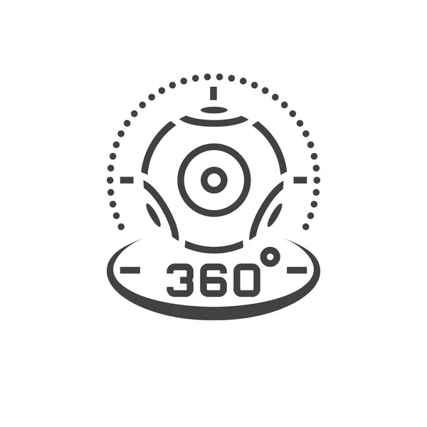 360 Градусів Панорамна Лінія Відеокамери Контур Пристрою Віртуальної Реальності Векторна — стоковий вектор