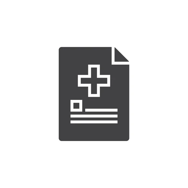 Informe Médico Documento Con Vector Icono Cruz Ilustración Logotipo Sólido — Vector de stock