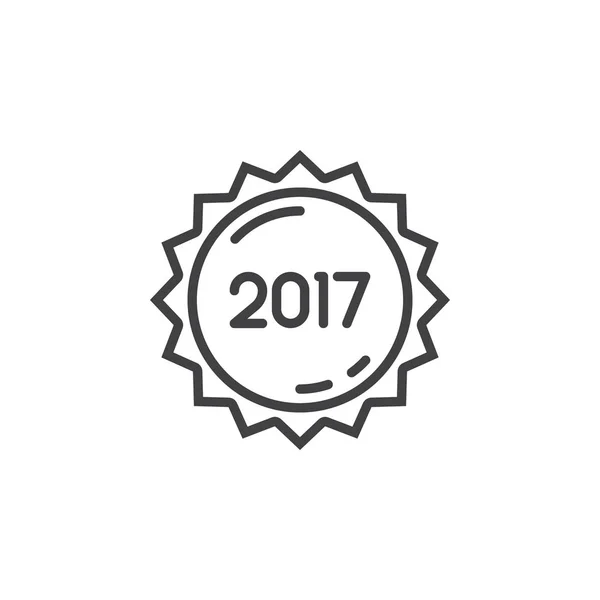 Etiqueta Del Año 2017 Icono Línea Pegatina Signo Vector Contorno — Archivo Imágenes Vectoriales