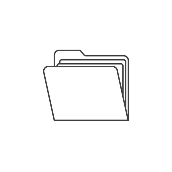 Иконка тонкой линии папки, рисунок векторного логотипа портфолио, линейная пиктограмма, выделенная на белом
