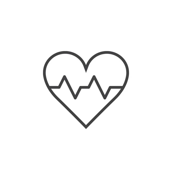 Símbolo Dos Batimentos Cardíacos Coração Batimento Pulso Linha Ícone Esboço — Vetor de Stock