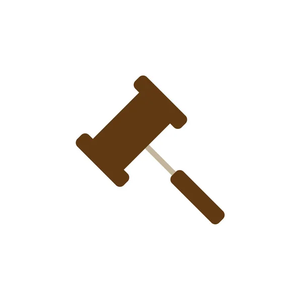 Młotek Wektor Ilustracja Logo Stałe Sędzia Hammer Piktogram Kolorowy Białym — Wektor stockowy