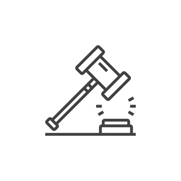 Zákon Symbol Ikona Čáry Kladívkem Obrys Vektorové Logo Ilustrace Lineární — Stockový vektor