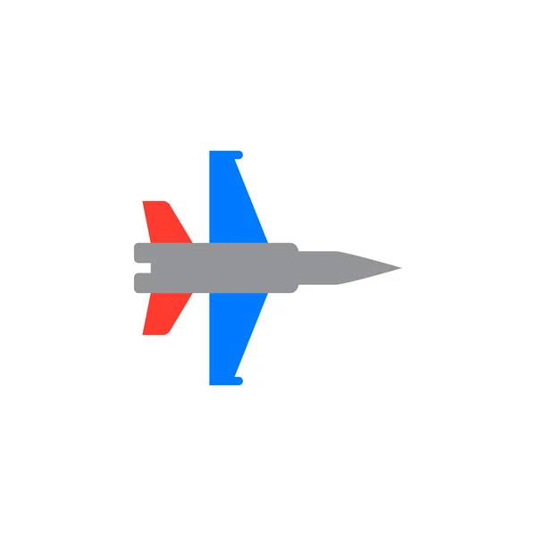 军用飞机图标向量 平面实心标志例证 喷气战斗机象形图查出在白色 — 图库矢量图片