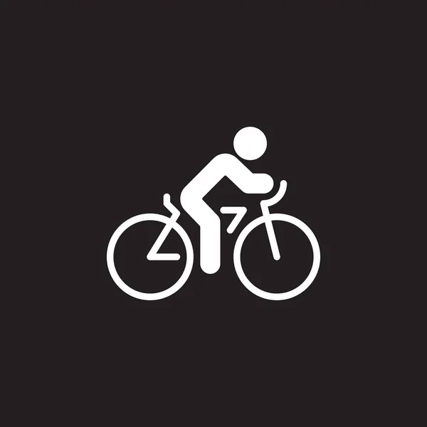 Cycling Icon Vector Bicycle Solid Flat Sign Pictogram Isolated Black — Stock Vector