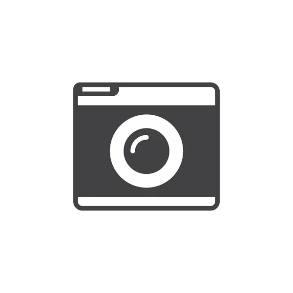 Vetor Ícone Câmera Retro Ilustração Logotipo Sólido Pictograma Isolado Branco — Vetor de Stock