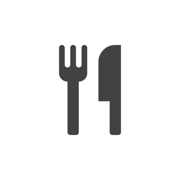 食物符号 叉子和刀图标向量 固体标志插图 在白色隔离的象形图 — 图库矢量图片