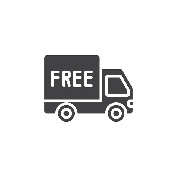 免费送货符号 卡车图标向量 填充的平面标志 在白色隔离的固体象形文字 标志插图 — 图库矢量图片