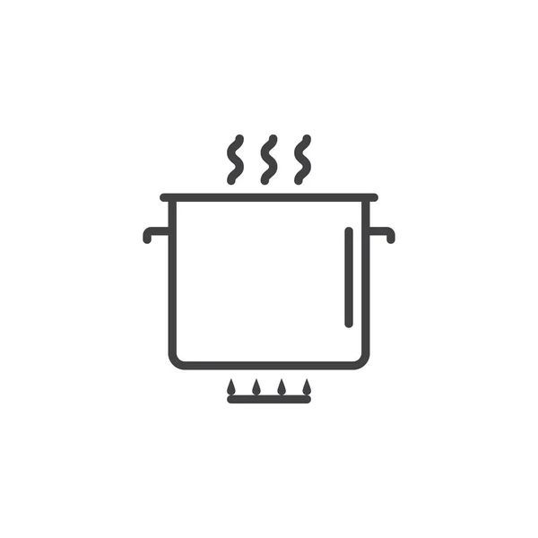 Kochzeilensymbol Topfumrandungsvektorzeichen Lineares Piktogramm Auf Weiß Isoliert Logo Illustration — Stockvektor