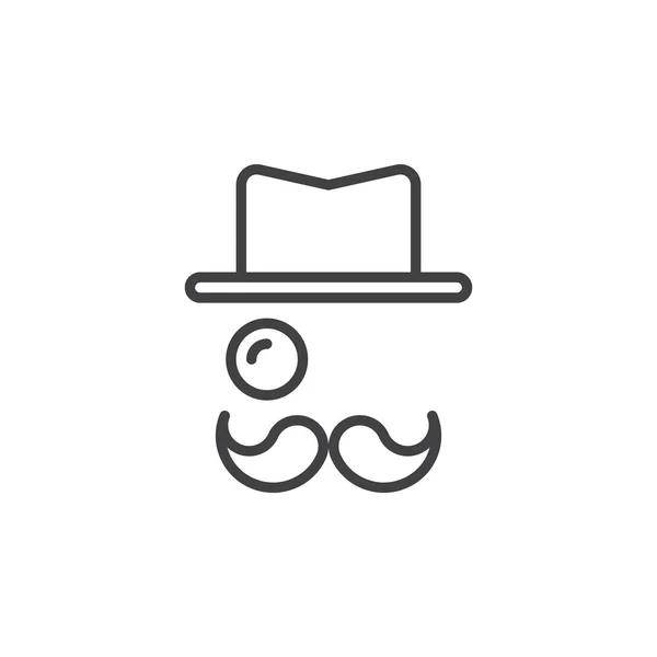 Monocle Mustaches Icône Ligne Chapeau Illustration Logo Vectoriel Contour Pictogramme — Image vectorielle