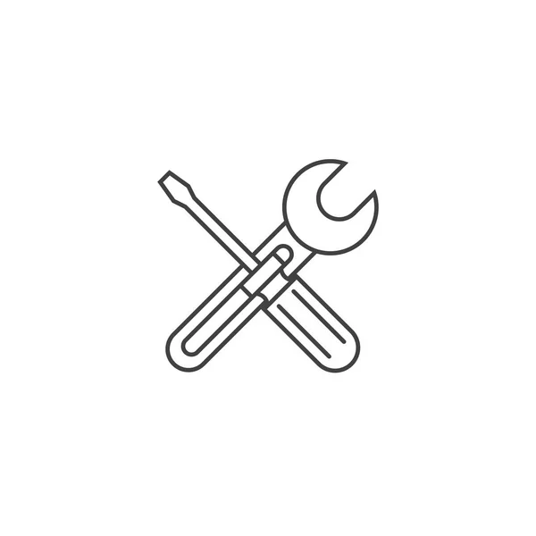Onarım Ince Çizgi Simgesi Ayarlar Anahat Vektör Logo Illüstrasyon Ngiliz — Stok Vektör
