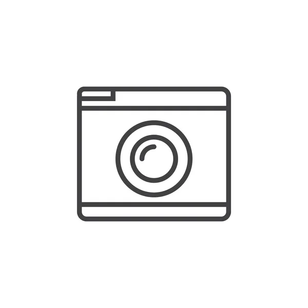 Retro Kameralinie Symbol Umrissvektor Logo Abbildung Lineares Piktogramm Auf Weiß — Stockvektor