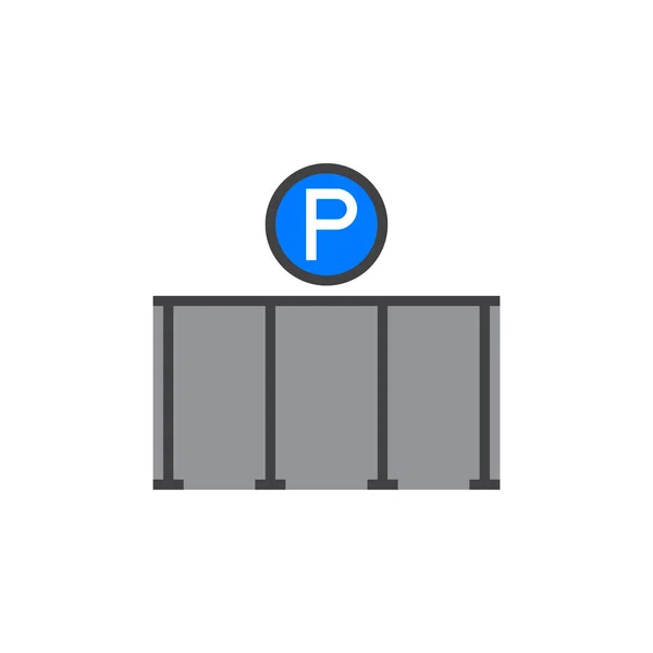Parkování Ikona Čáry Plný Obrys Vektor Znamení Lineární Barevné Piktogram — Stockový vektor