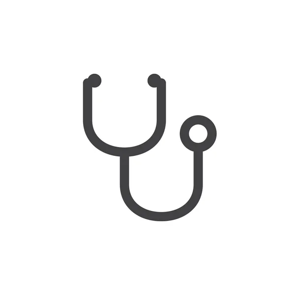 Tedavi Sembolü Stetoskop Satırı Simgesi Phonendoscope Anahat Vektör Logo Illüstrasyon — Stok Vektör