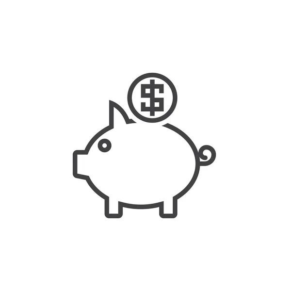 Piggy Bank Line Icon Outline Vector Logo Linear Pictogram Isolated — Stock Vector